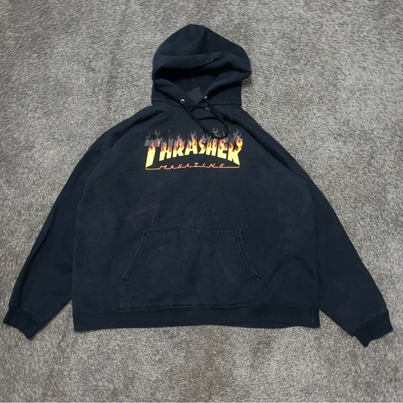 Y2K Thrasher Magazine Pullover Hoodie/Sweatshirt Flames Mens  XL Skater Grunge - Picture 1 of 6